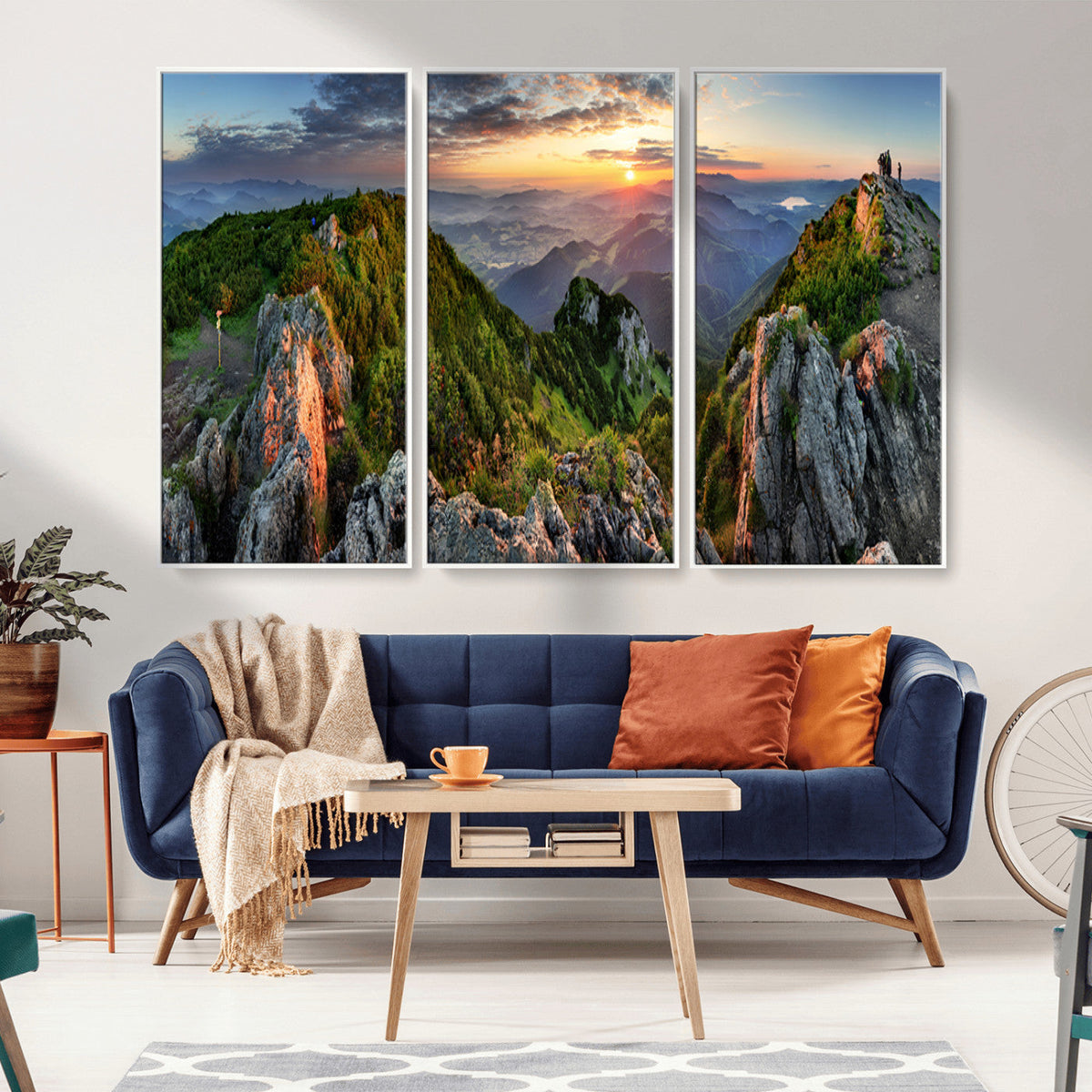 Mountain Sunset Panoramic Wall Art Canvas Print – Framed