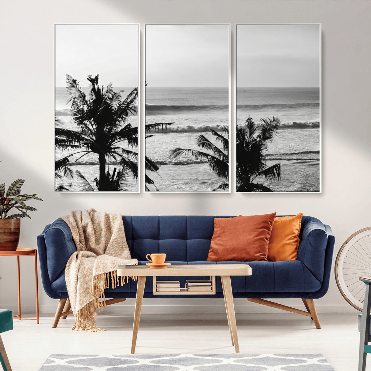 Tropical Coastline Wall Art Canvas Print – Framed Palm Trees