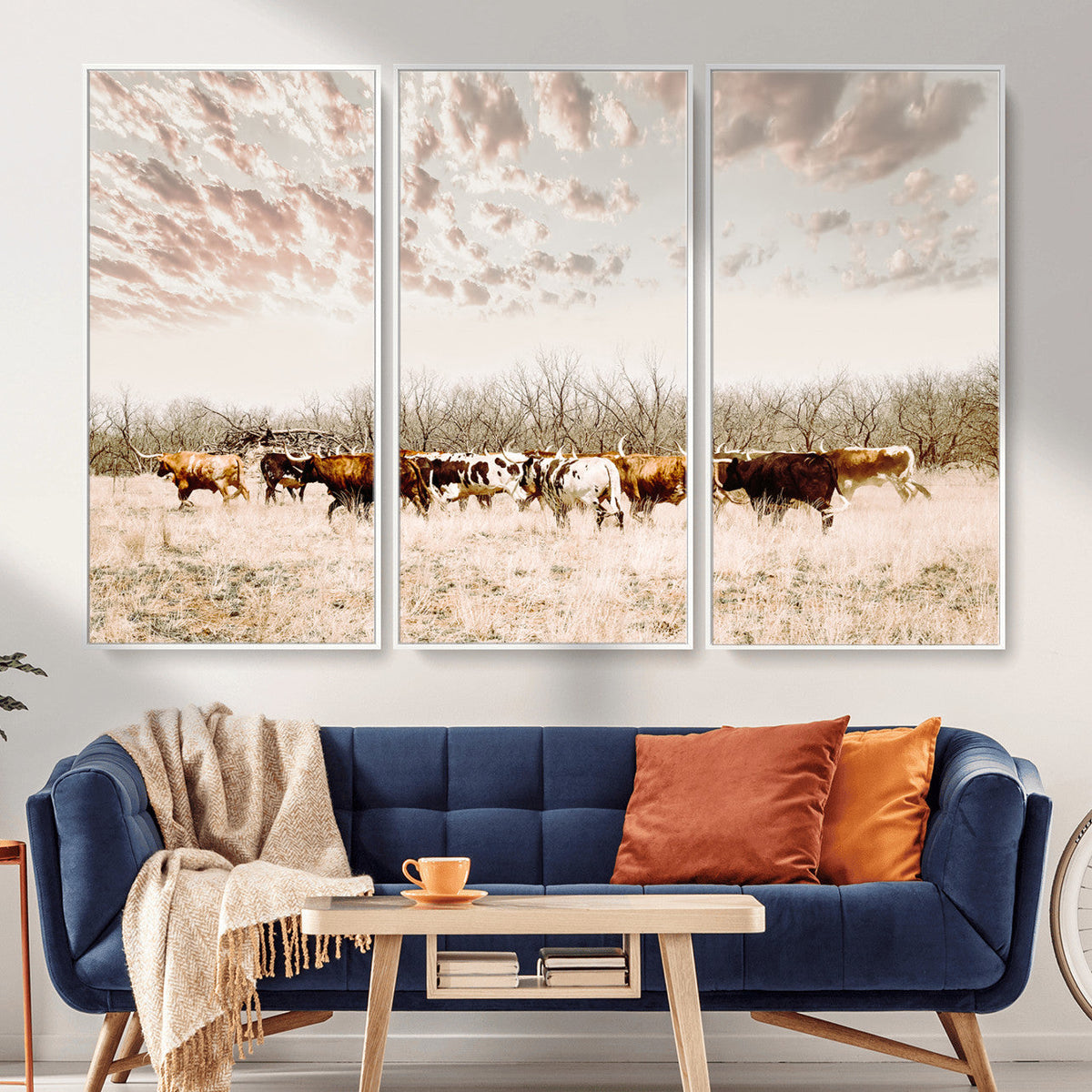 Longhorn Cattle Wall Art Canvas Print – Framed Texas Ranch