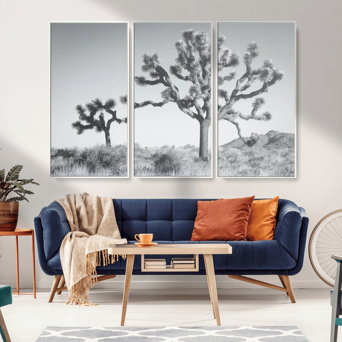 Joshua Tree Wall Art Canvas Print – Framed Black White
