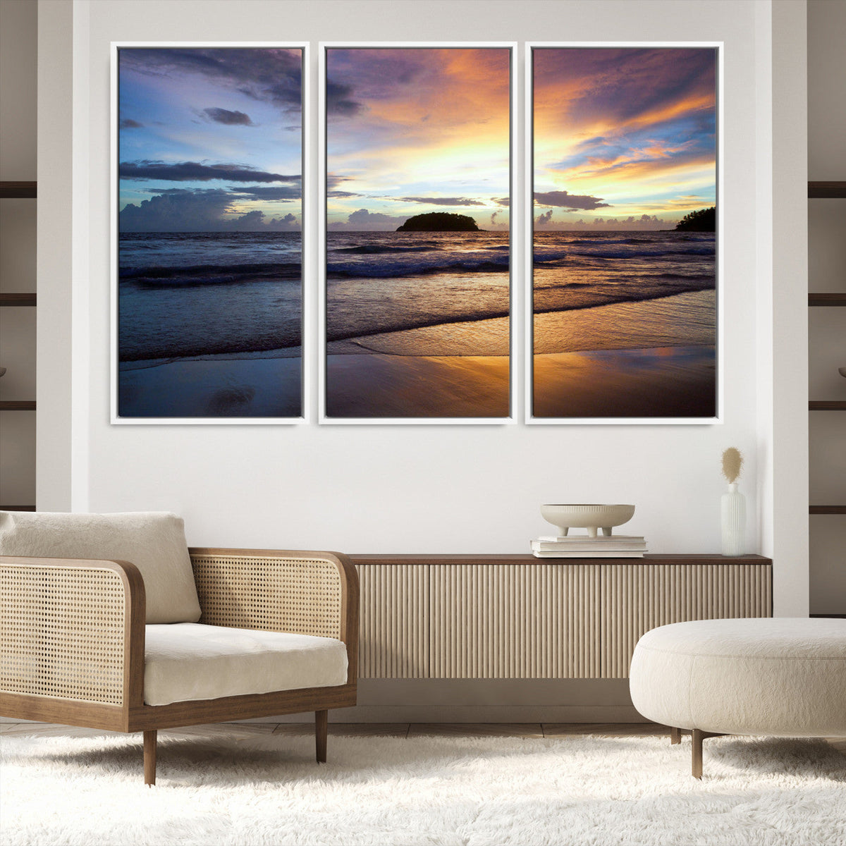 Beach Sunset Wall Art Canvas Print – Tropical Ocean Waves