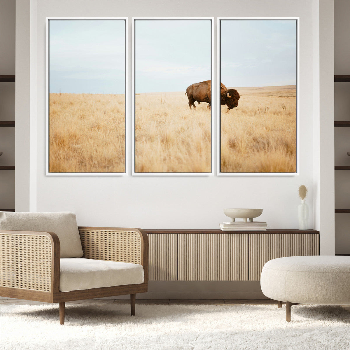 Buffalo Wall Art Canvas Print – Framed Western Wildlife