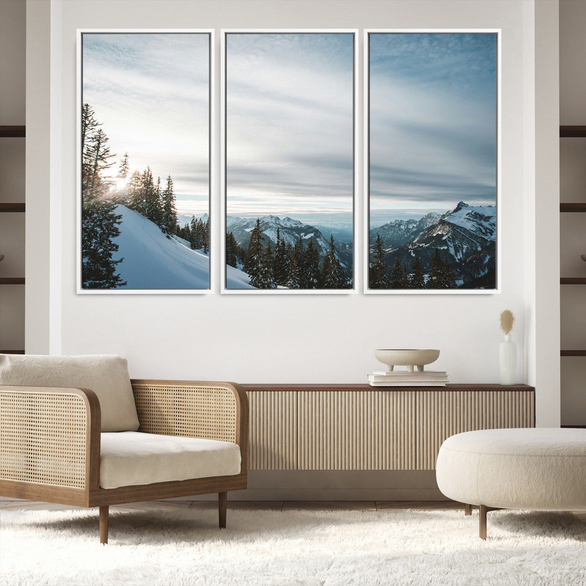 Snowy Mountain Wall Art Canvas Print – Frosty Peaks Alpine