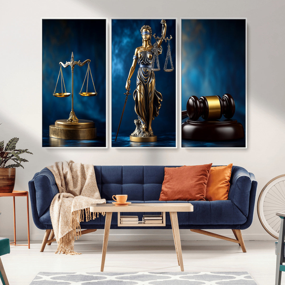 Lady Justice Wall Art Canvas Print – Elegant Gold Legal