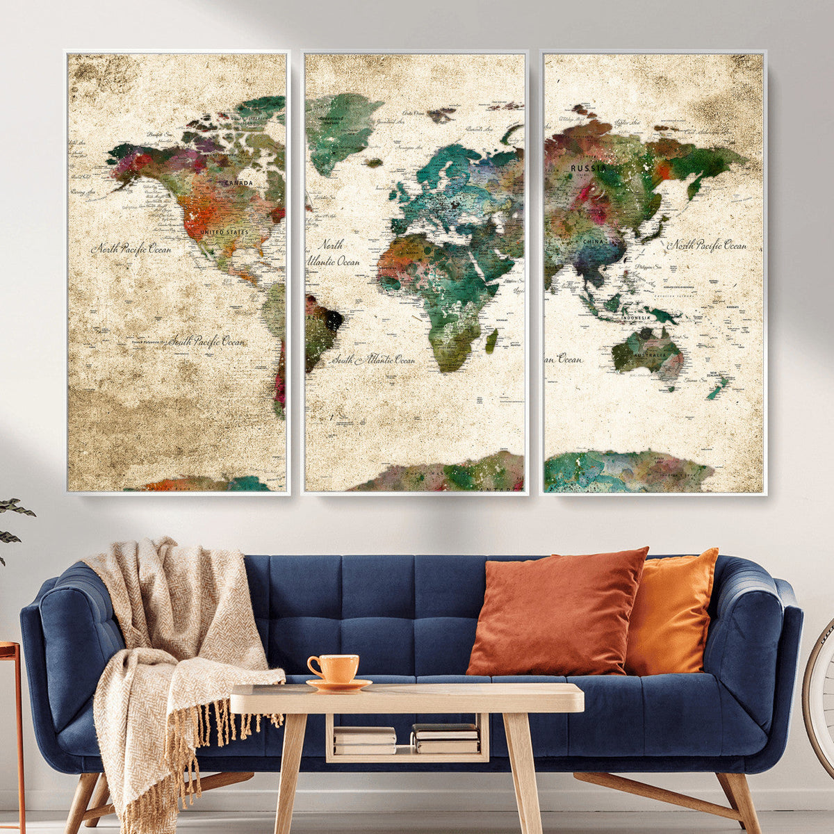 World Map Canvas Print – Framed Detailed Map of the World