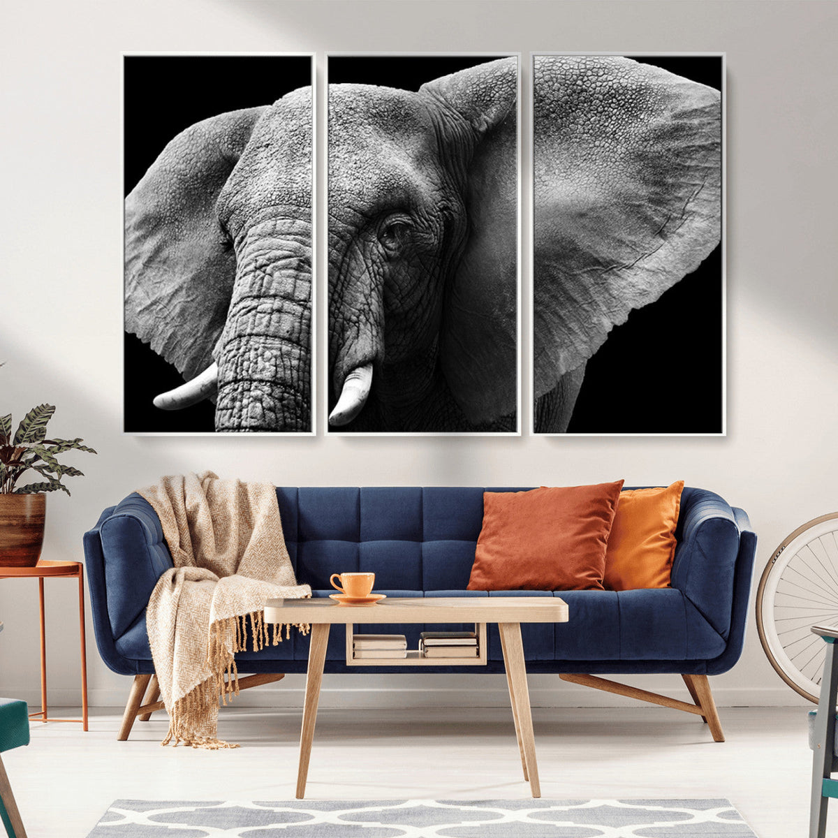 Big Elephant Close Up Wall Art Canvas Print