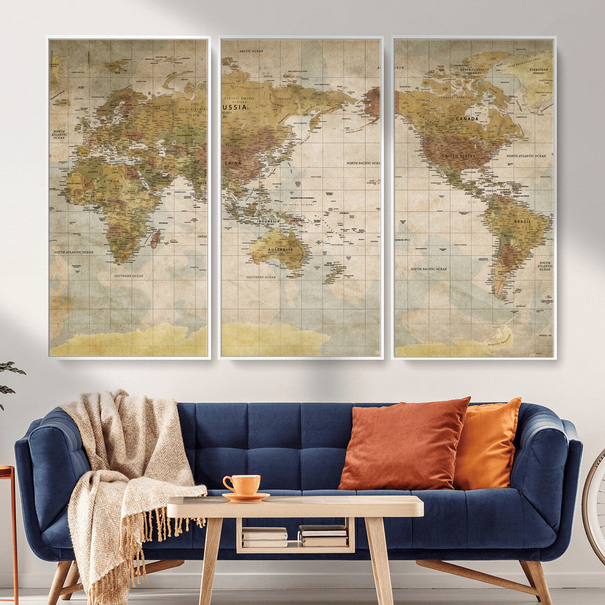 World Map Canvas Print – Detailed Map of the World Wall Art