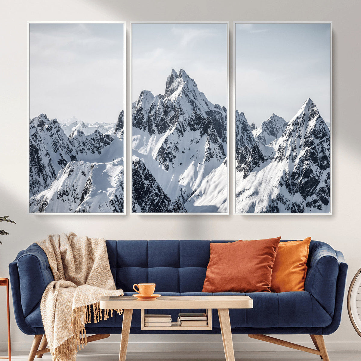 Snowy Mountain Range Canvas Print, Alpine Peaks Landscape