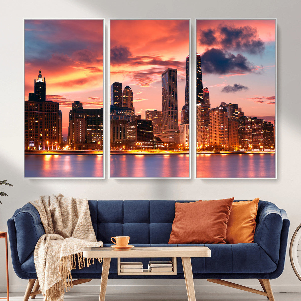 Chicago Wall Art Canvas Print - Chicago City Downtown Night