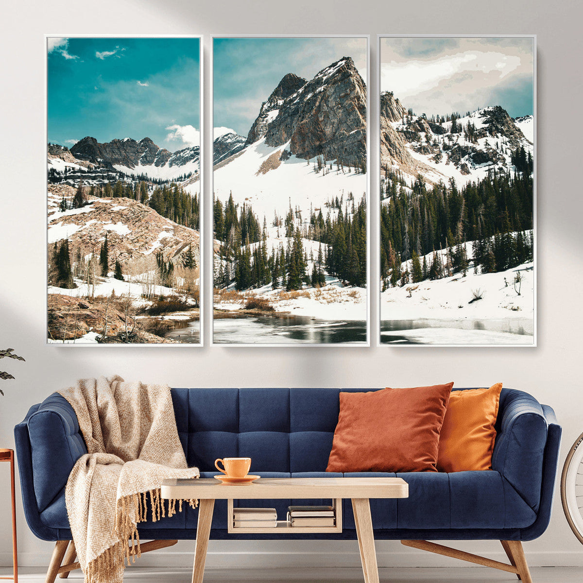 Snowy Mountain Wall Art Canvas Print, Alpine Pine Forest