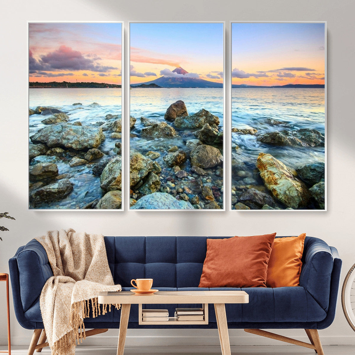 Mayon Volcano Seascape Wall Art Canvas Print, Tropical Ocean