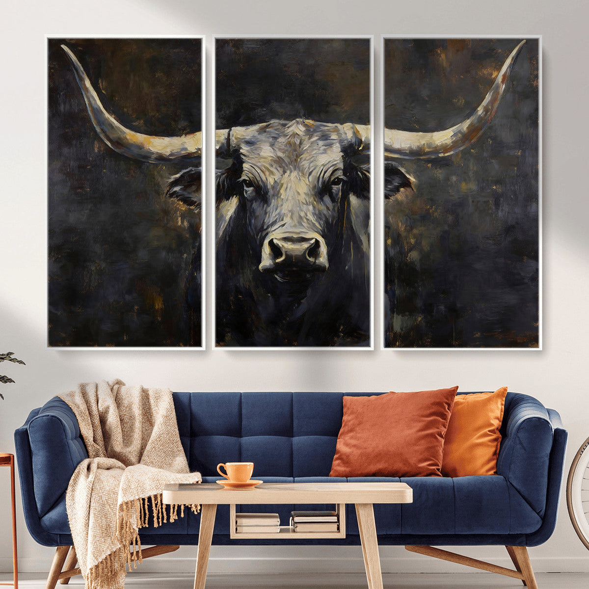 Rustic Longhorn Bull Wall Art Canvas Print – Vintage Western