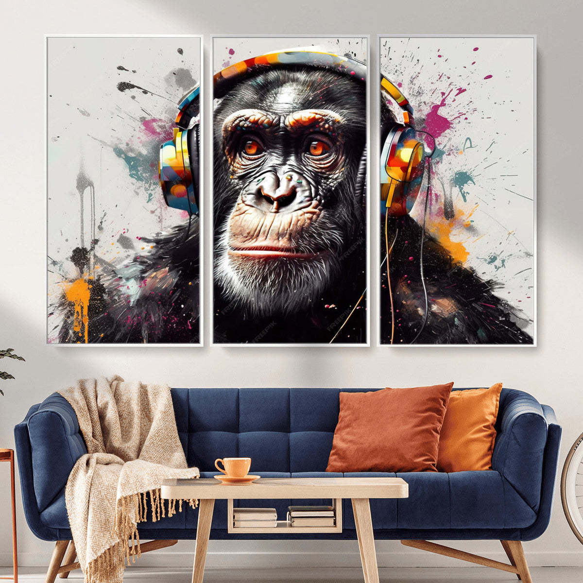 Dj Monkey Wall Art Canvas Print – Colorful Pop Art Banksy