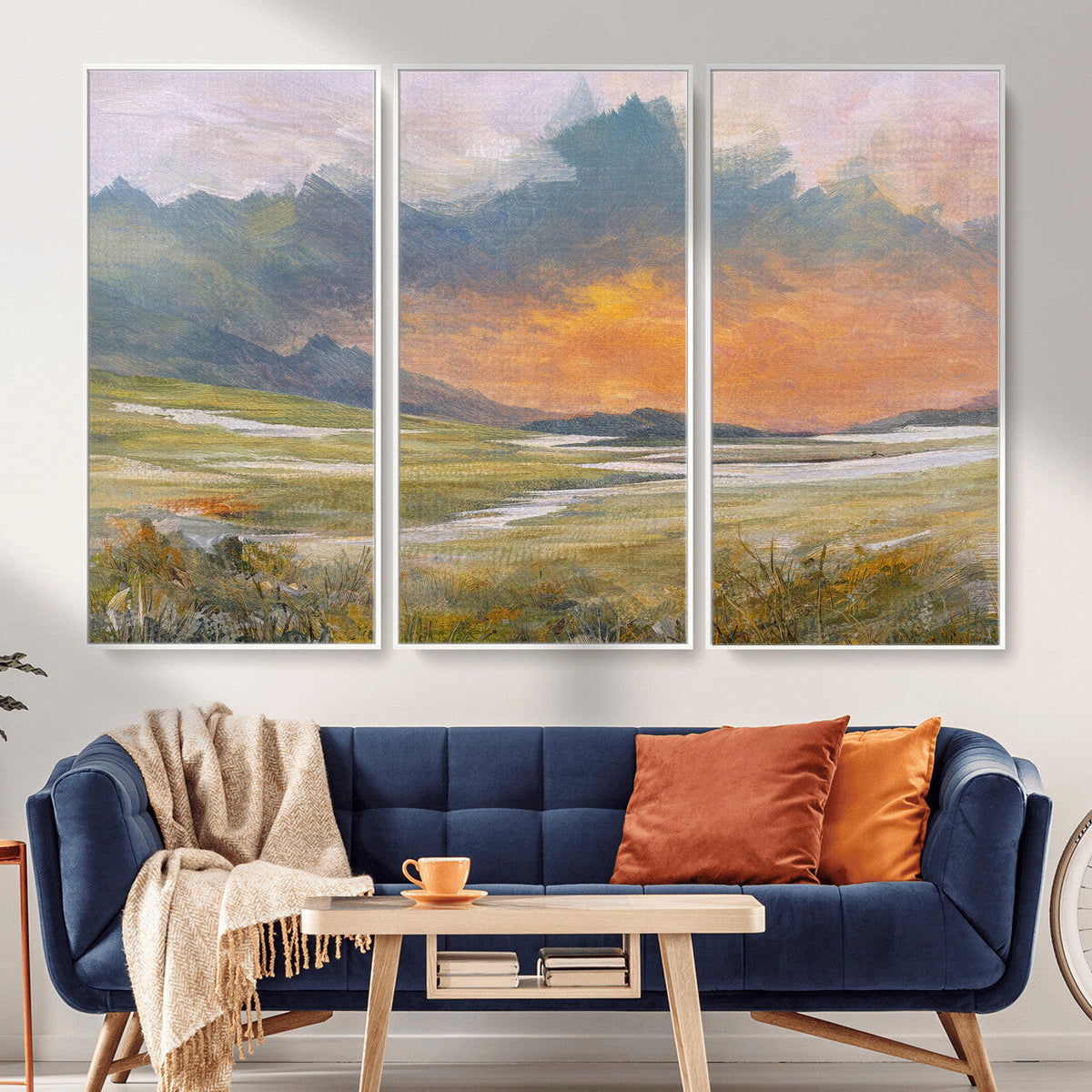 Mountain Sunset Wall Art Canvas Print Vintage Landscape
