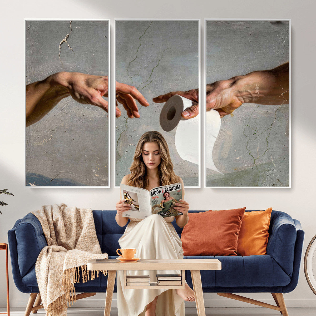 Funny Bathroom Wall Art Canvas, Creation of Toilet Paper
