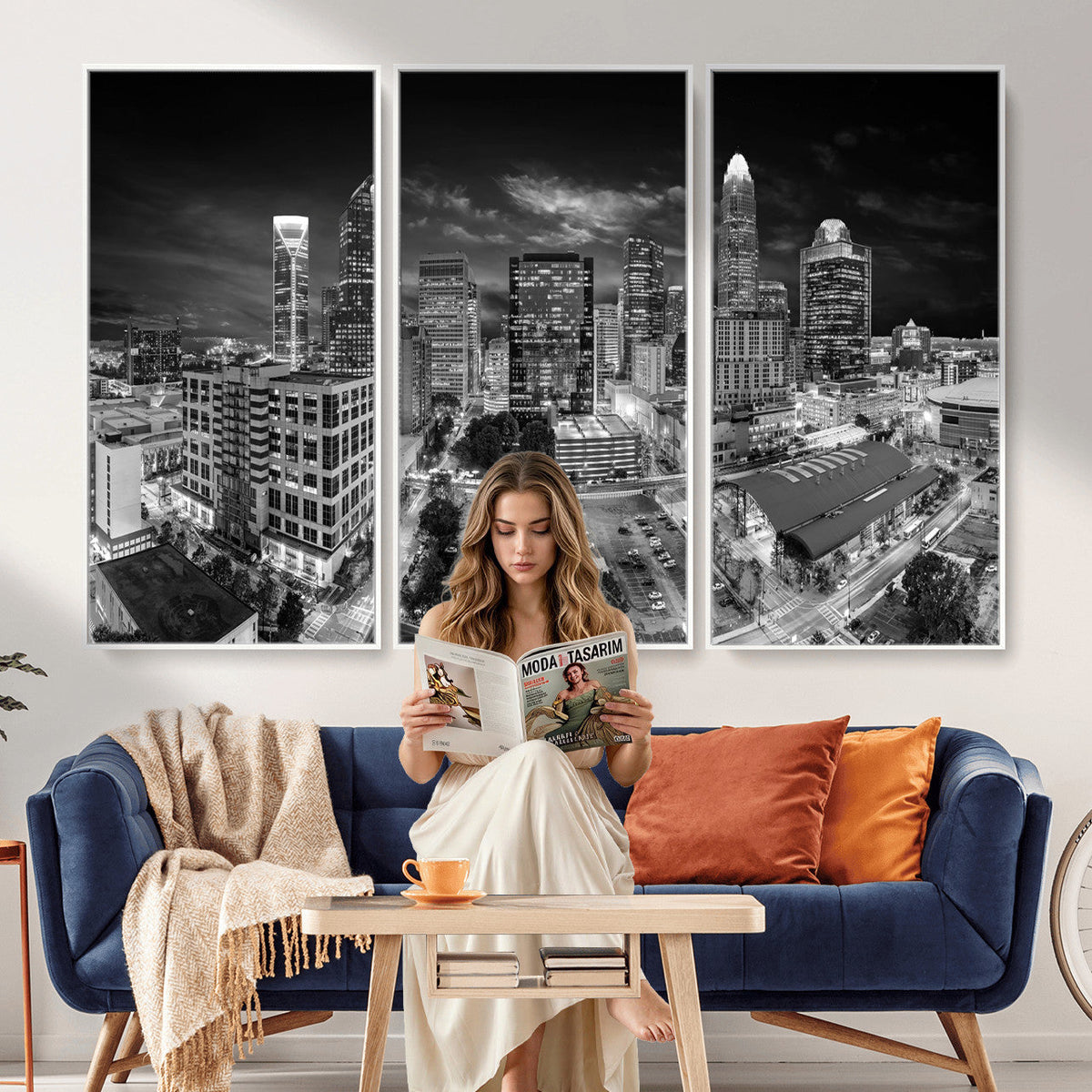 Charlotte Skyline Canvas Wall Art Print – North Carolina Cityscape Photography Print