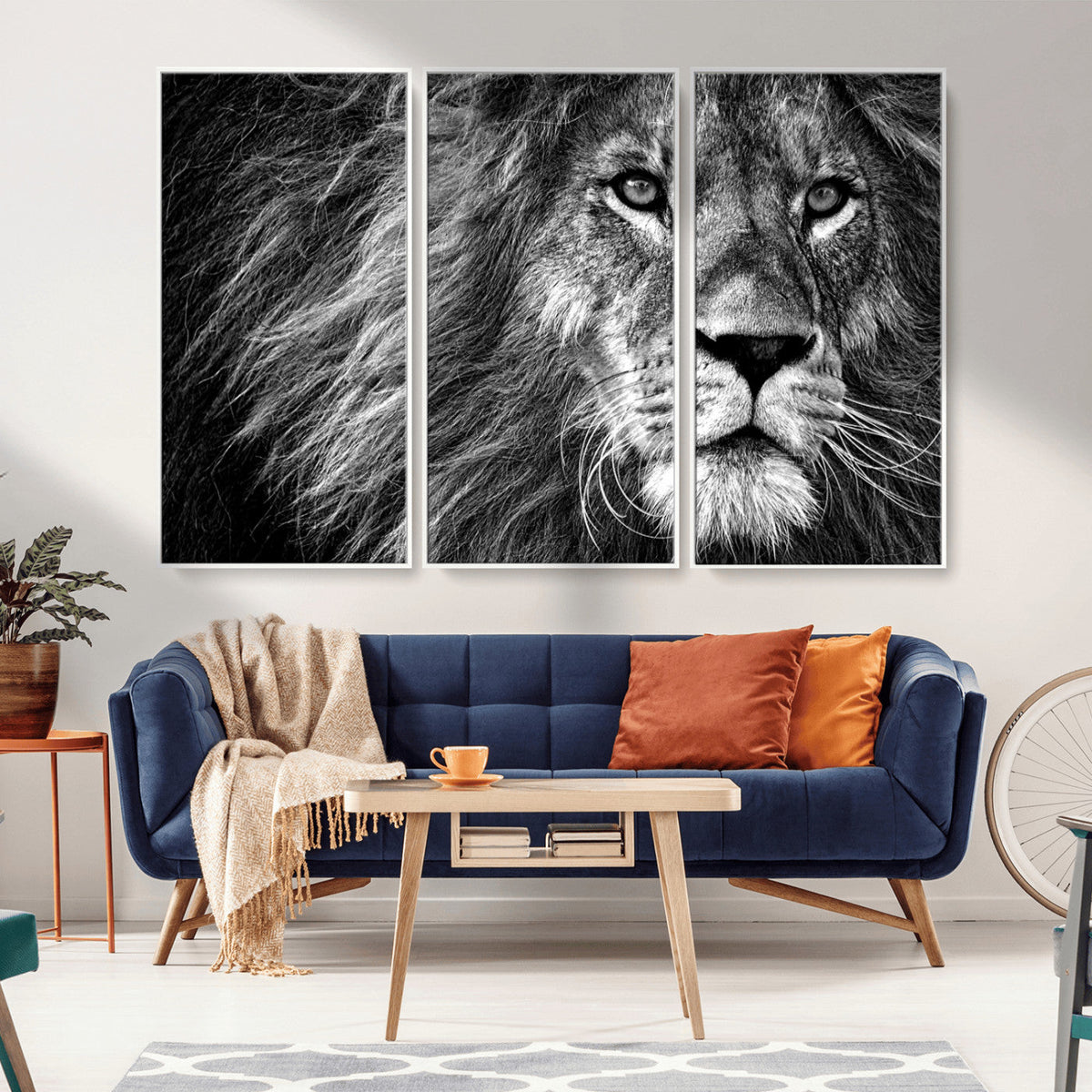 Black and White Lion Canvas Wall Art Print – Wildlife
