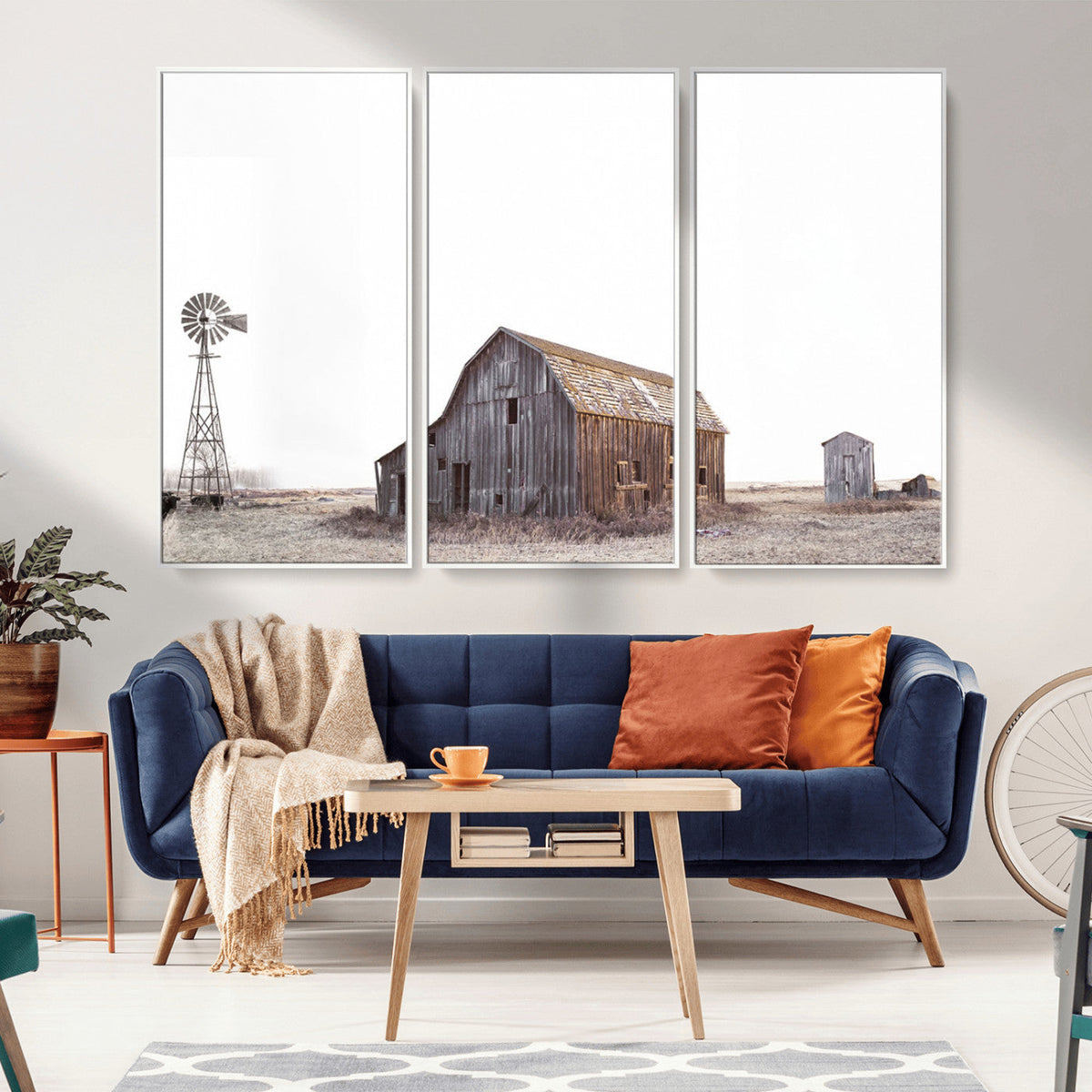 Set of 3 Rustic Farmhouse Wall Art Prints – Country Barn,