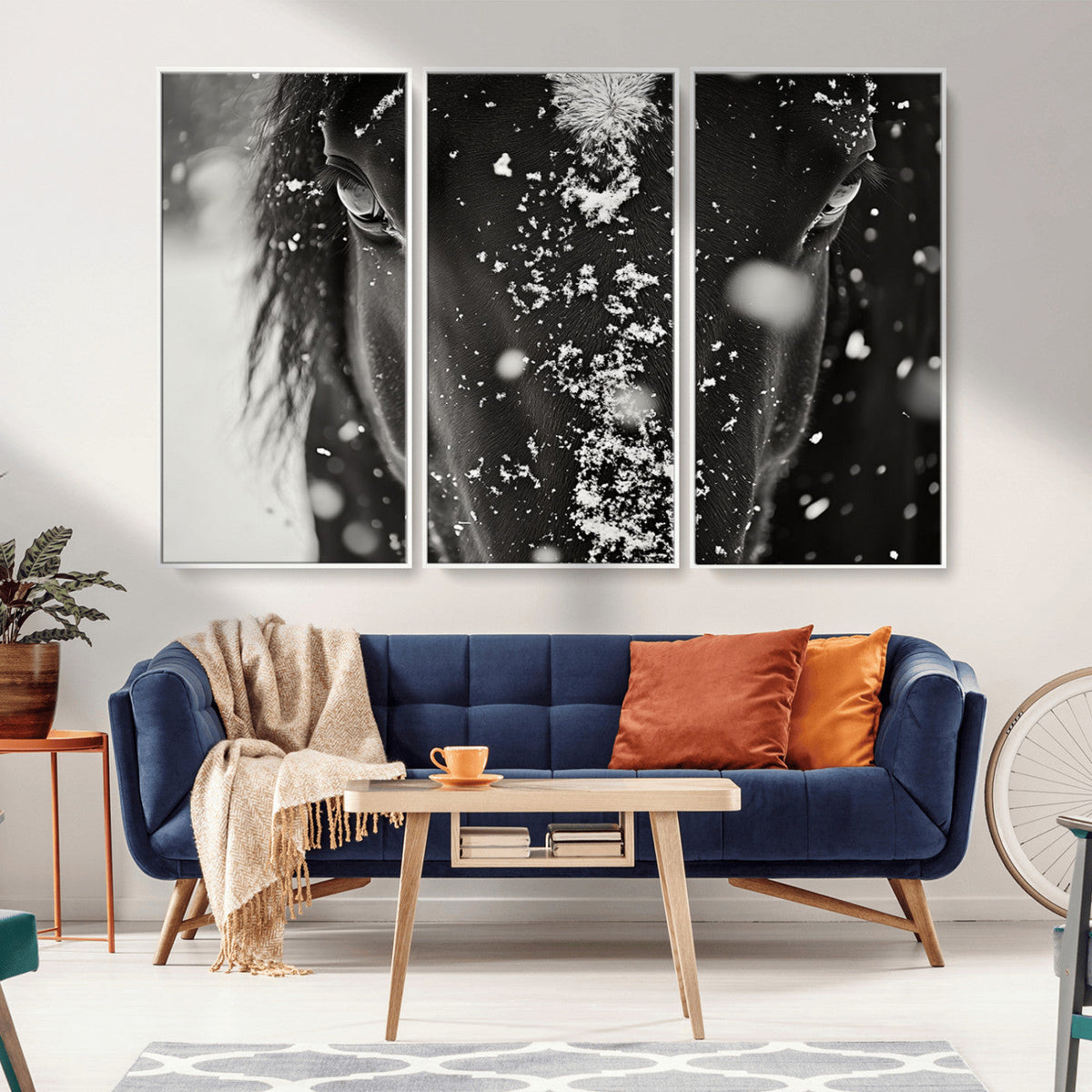 Winter Horse Snow Wall Art Canvas Print