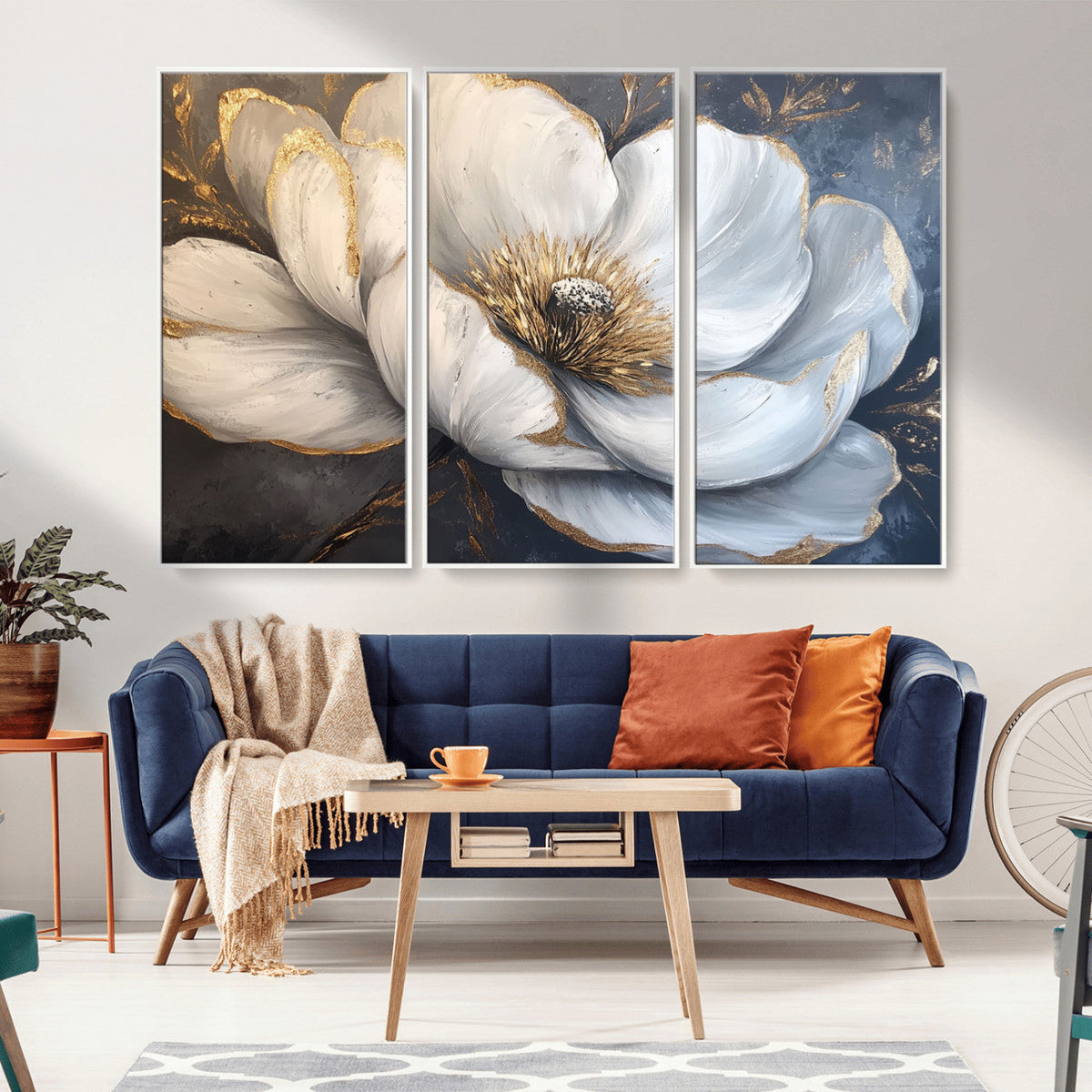White Magnolia Flower Wall Art Canvas Print | Abstract