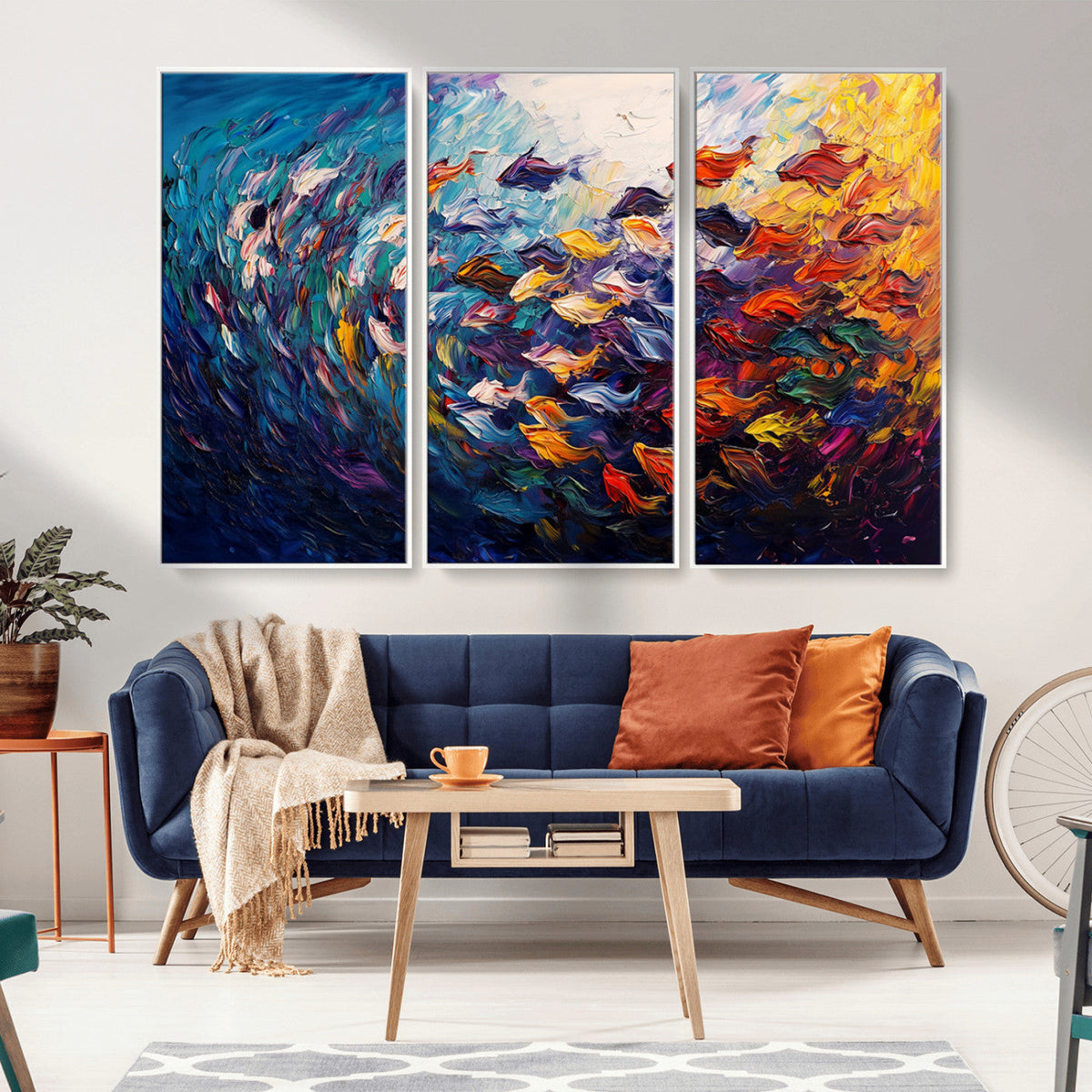 Vibrant Abstract Fish Swarm Art – Colorful Fish Inspired