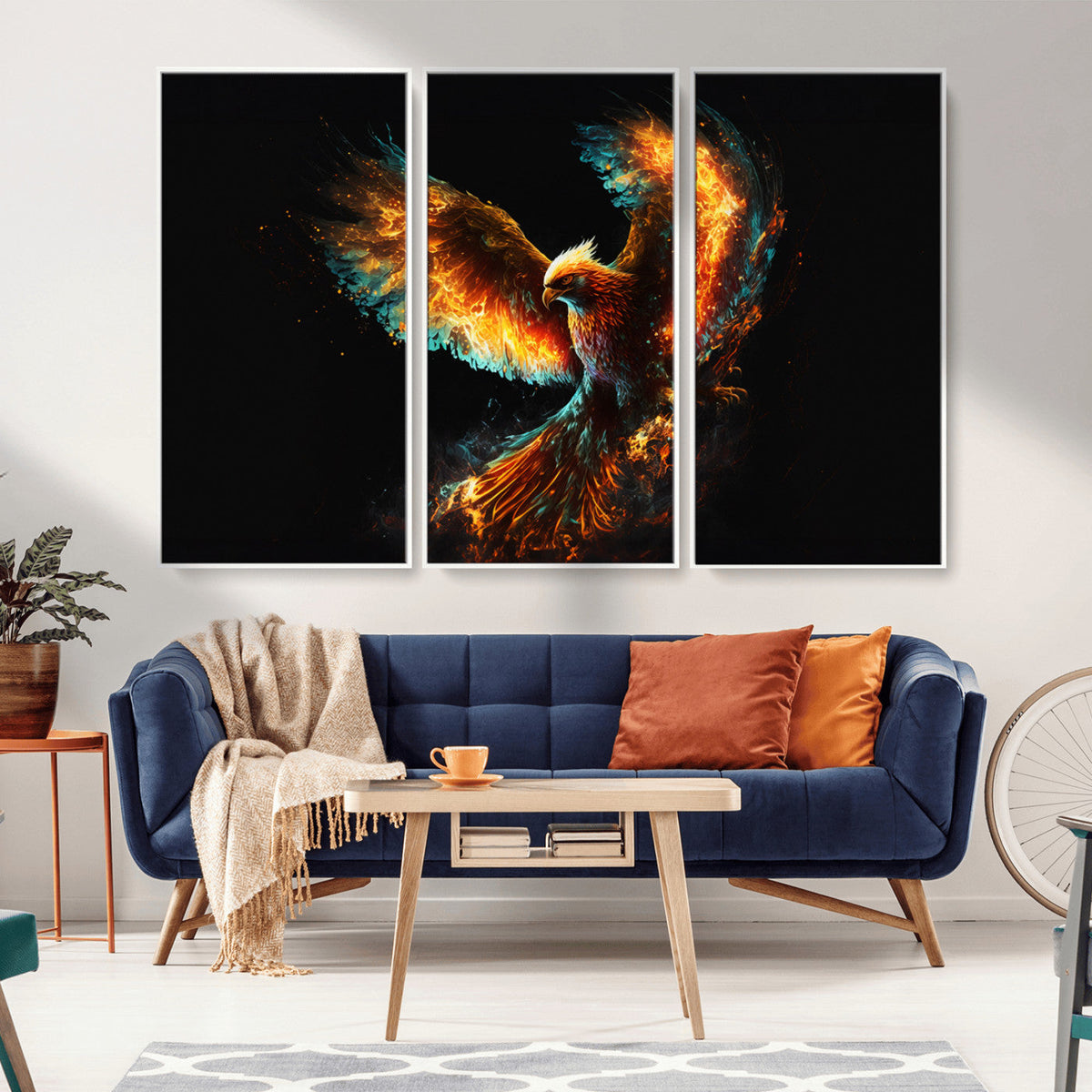 Fiery Phoenix Canvas Print | Ready to Hang Wall Art | Bold