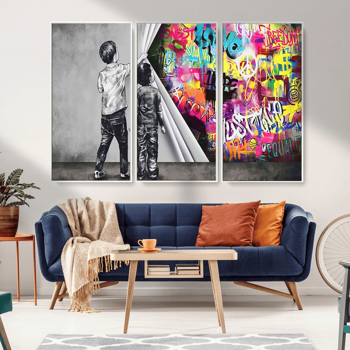 Banksy Print - Street Art Canvas Wall Art - Kids Revealing