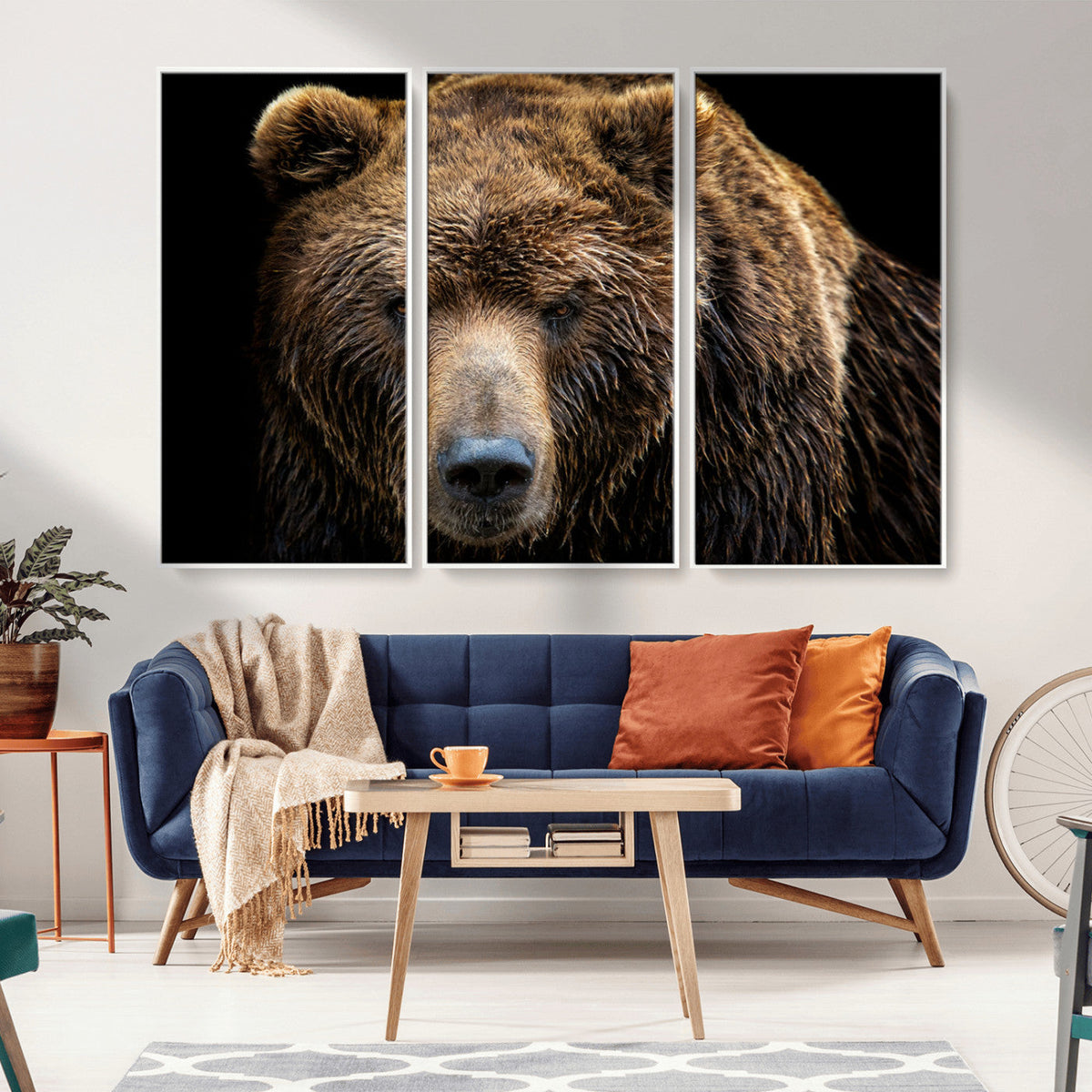 Grizzly Brown Bear Canvas Wall Art, Wildlife Animal Canvas
