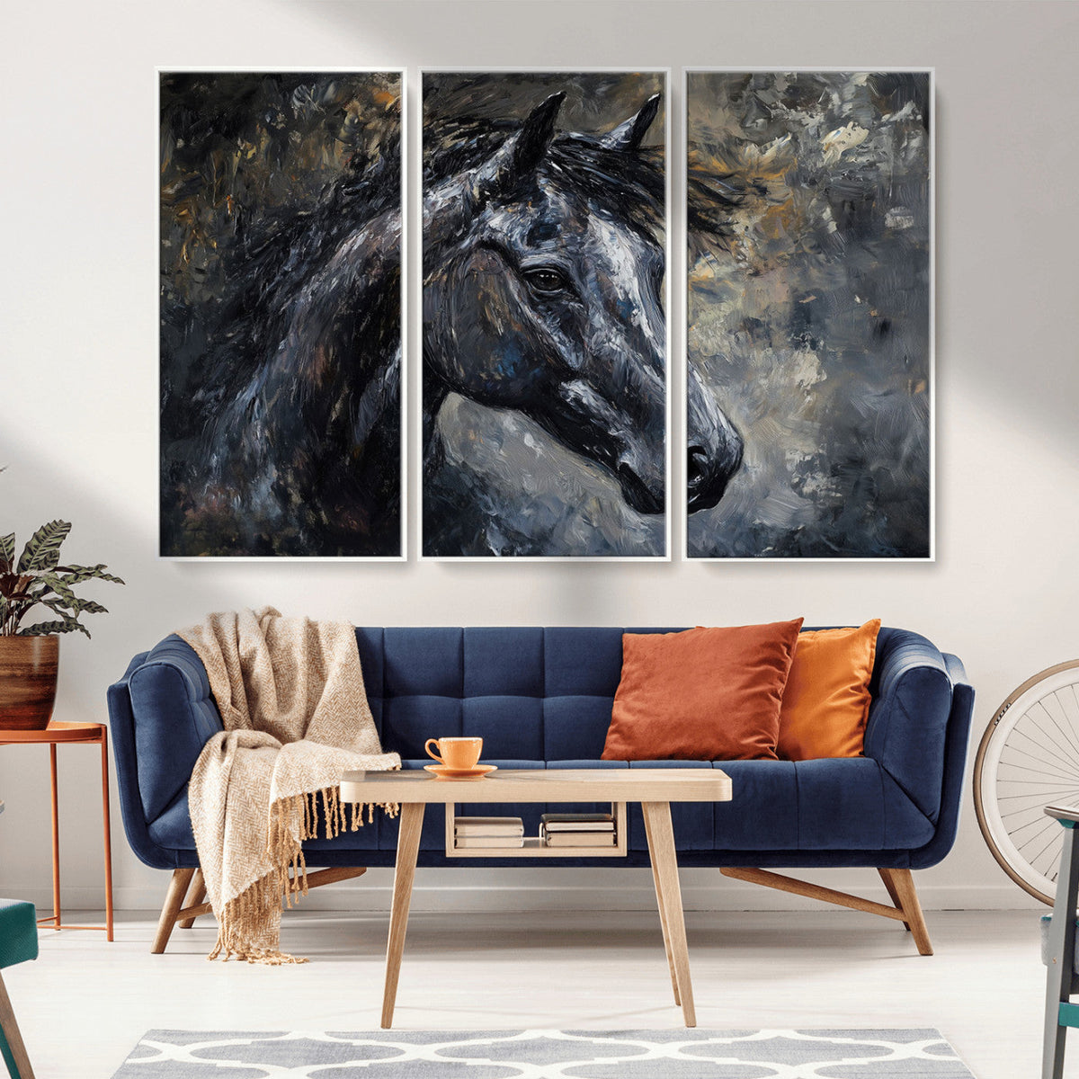 Large Abstract Horse Wall Art Canvas Print | Farmhouse Wall