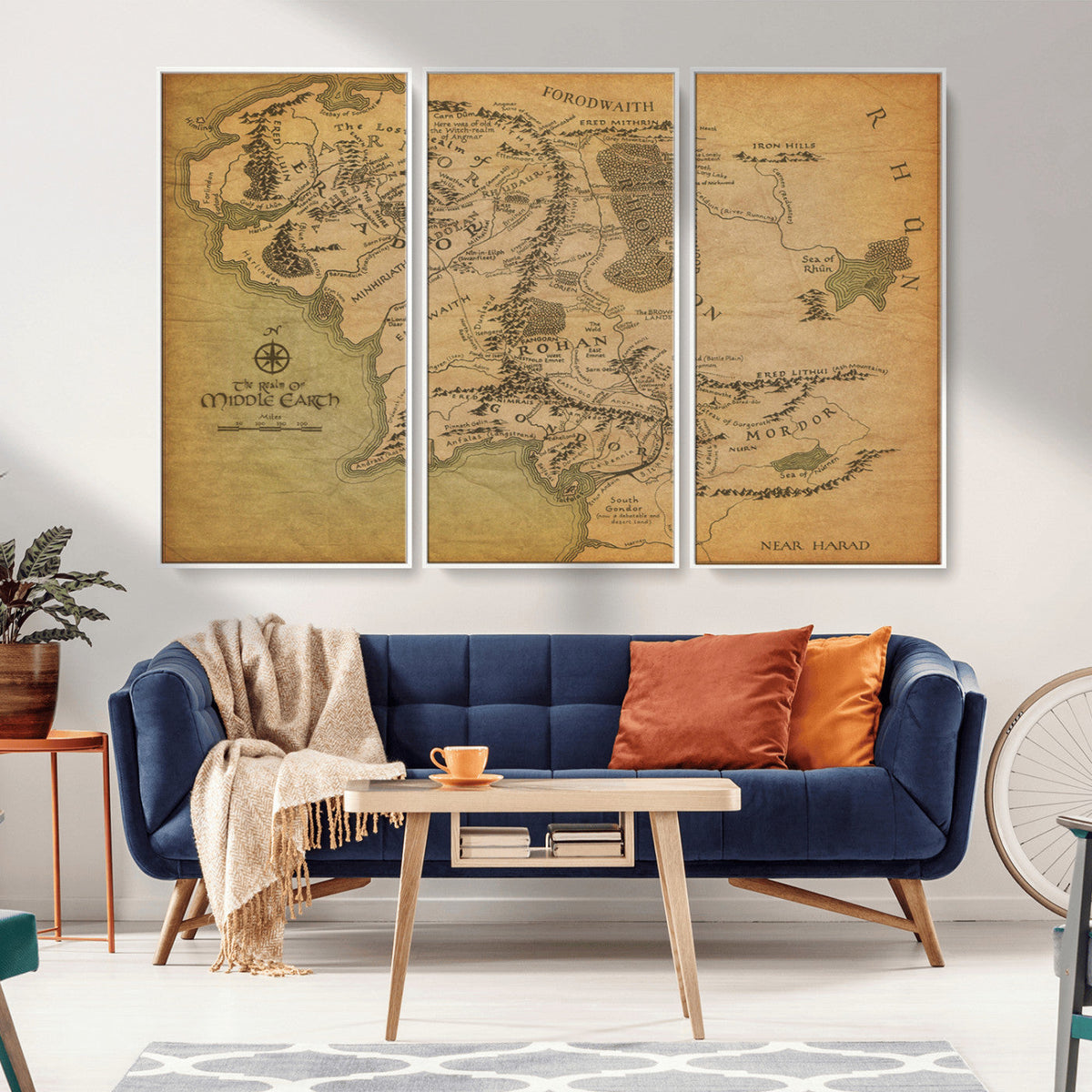 Middle Earth Map Canvas Wall Art – Vintage Fantasy Map