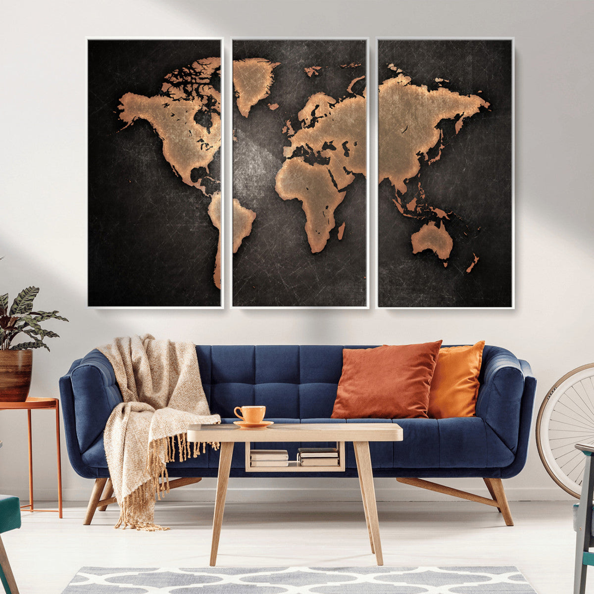 World Map Canvas Print – Framed Travel Map Wall Art for