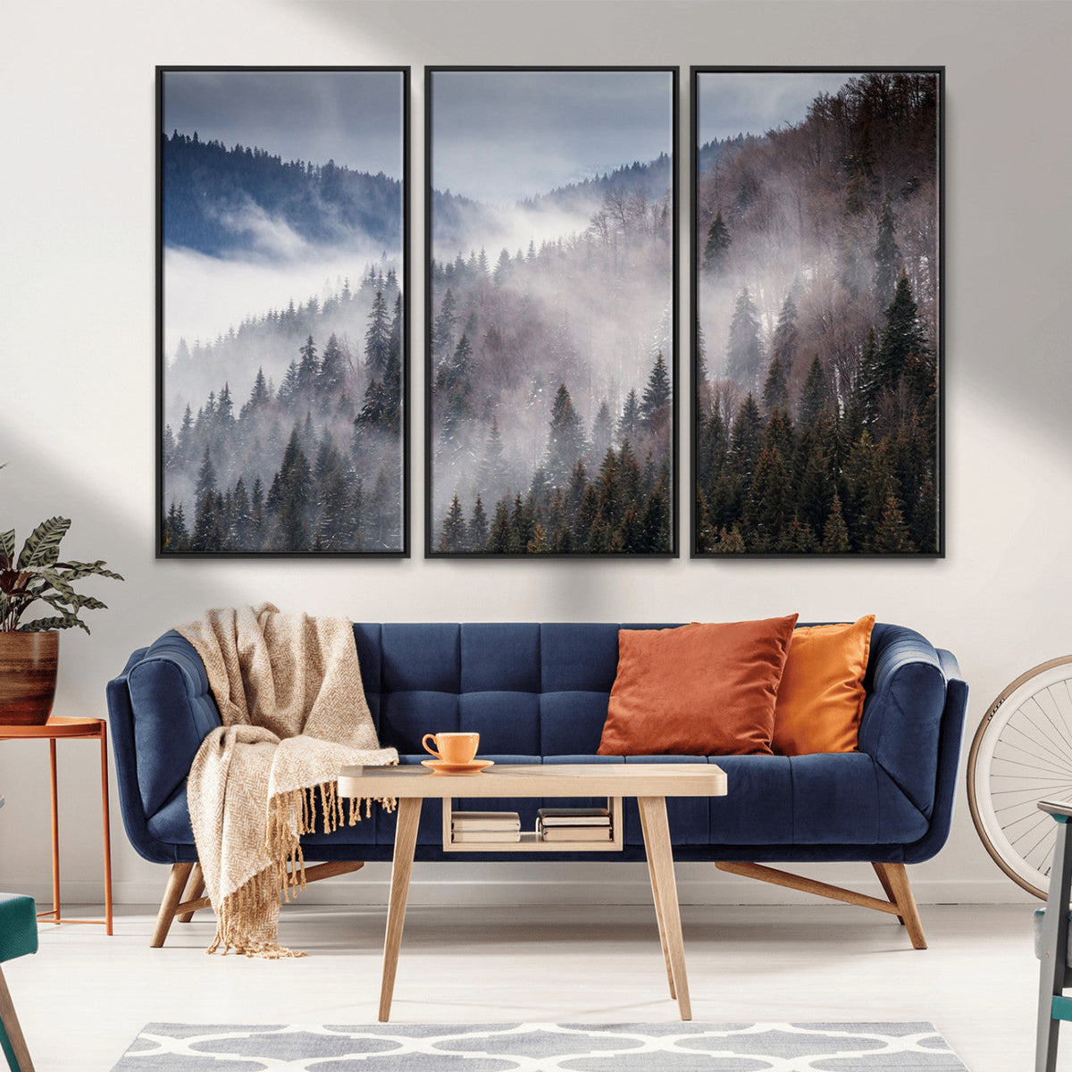 Beautiful Rising Fog in Winter Mountain Landscape- Framed