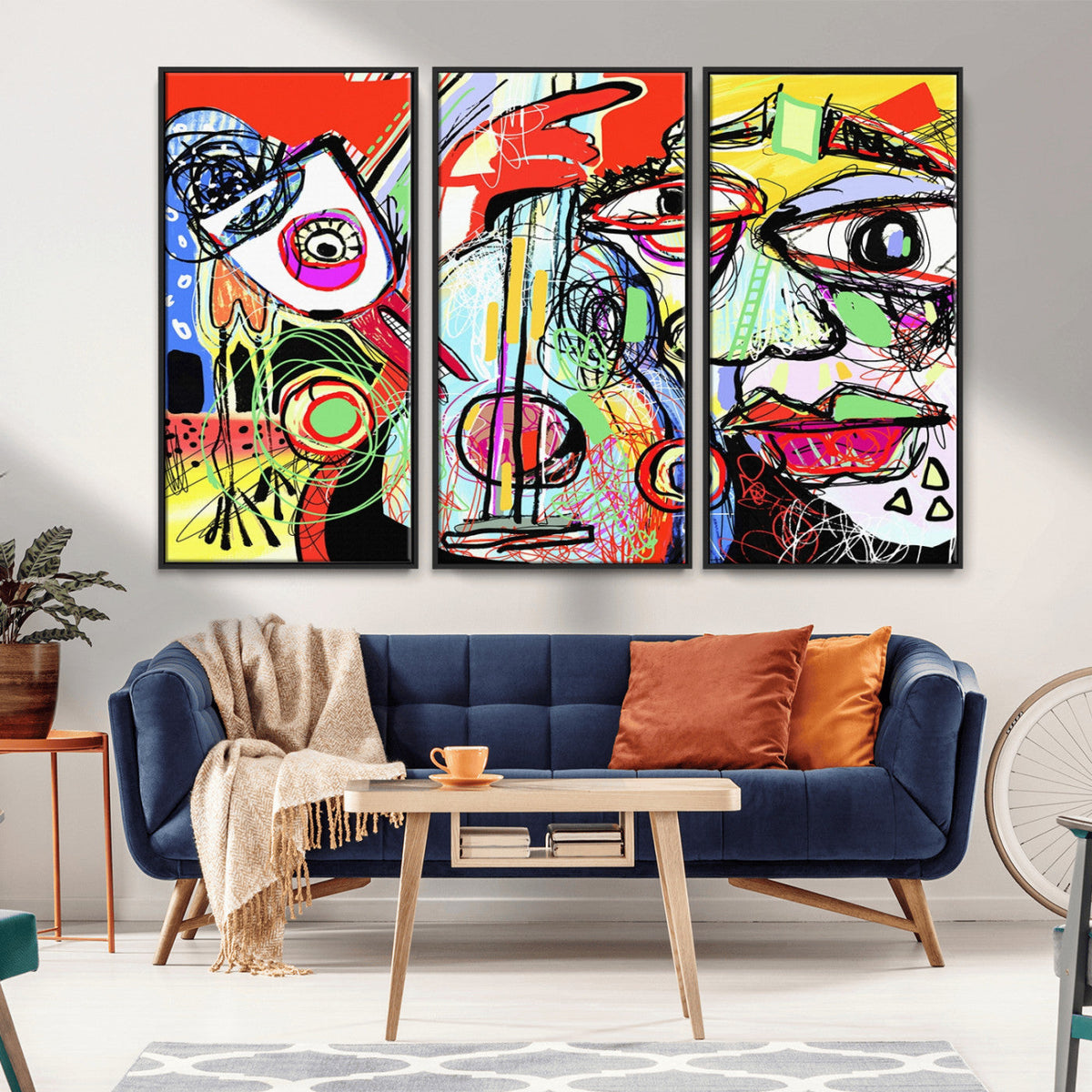 Picasso Style Art Abstract Canvas Wall Art Print , Colorful