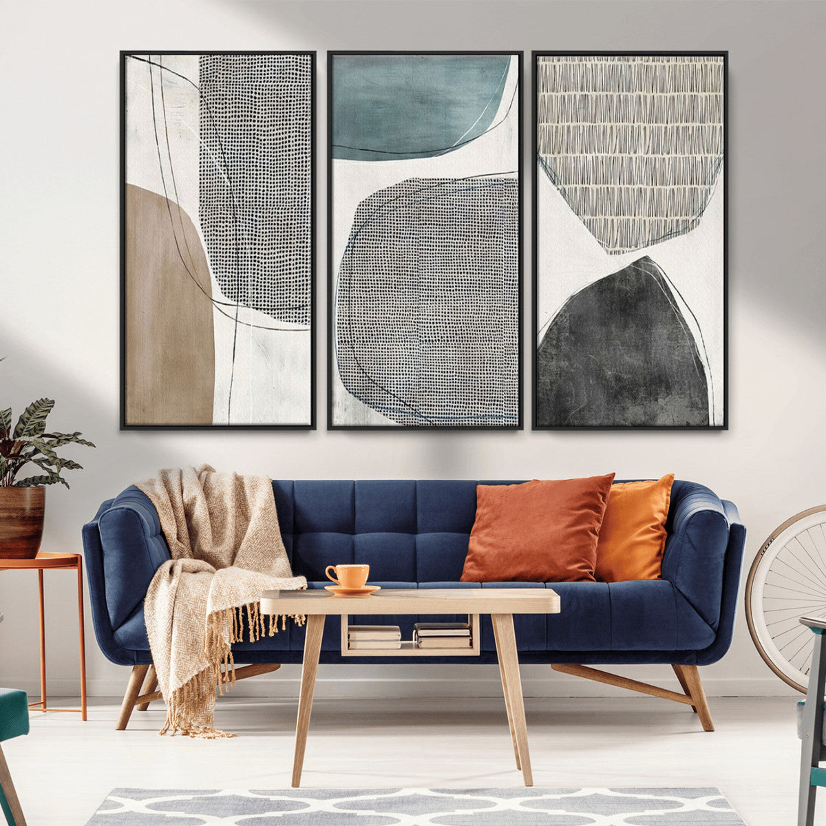 Canvas Print Wall Art Abstract Art Boho, Framed Boho Decor