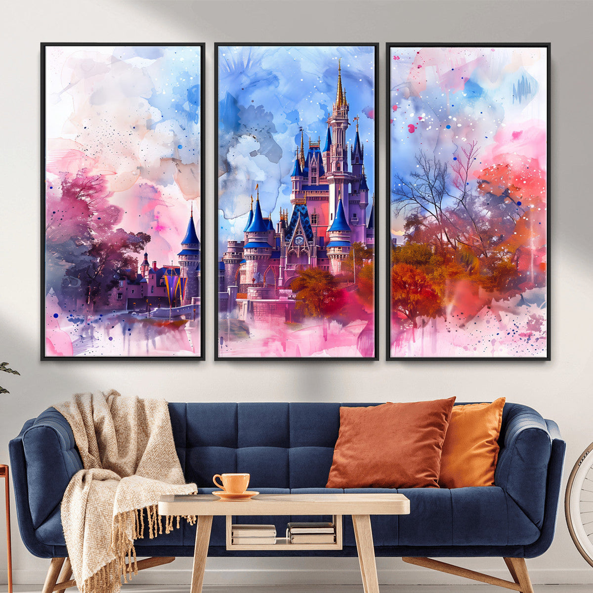 Disney Wall Art: Dreamy Watercolor Cinderella Castle Canvas
