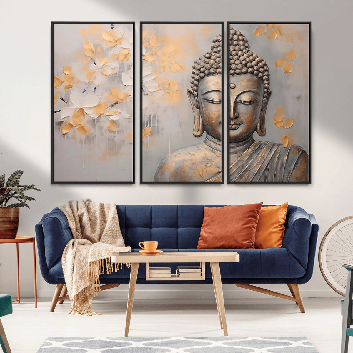Abstract Buddha Statue Wall Art Canvas Print - Modern