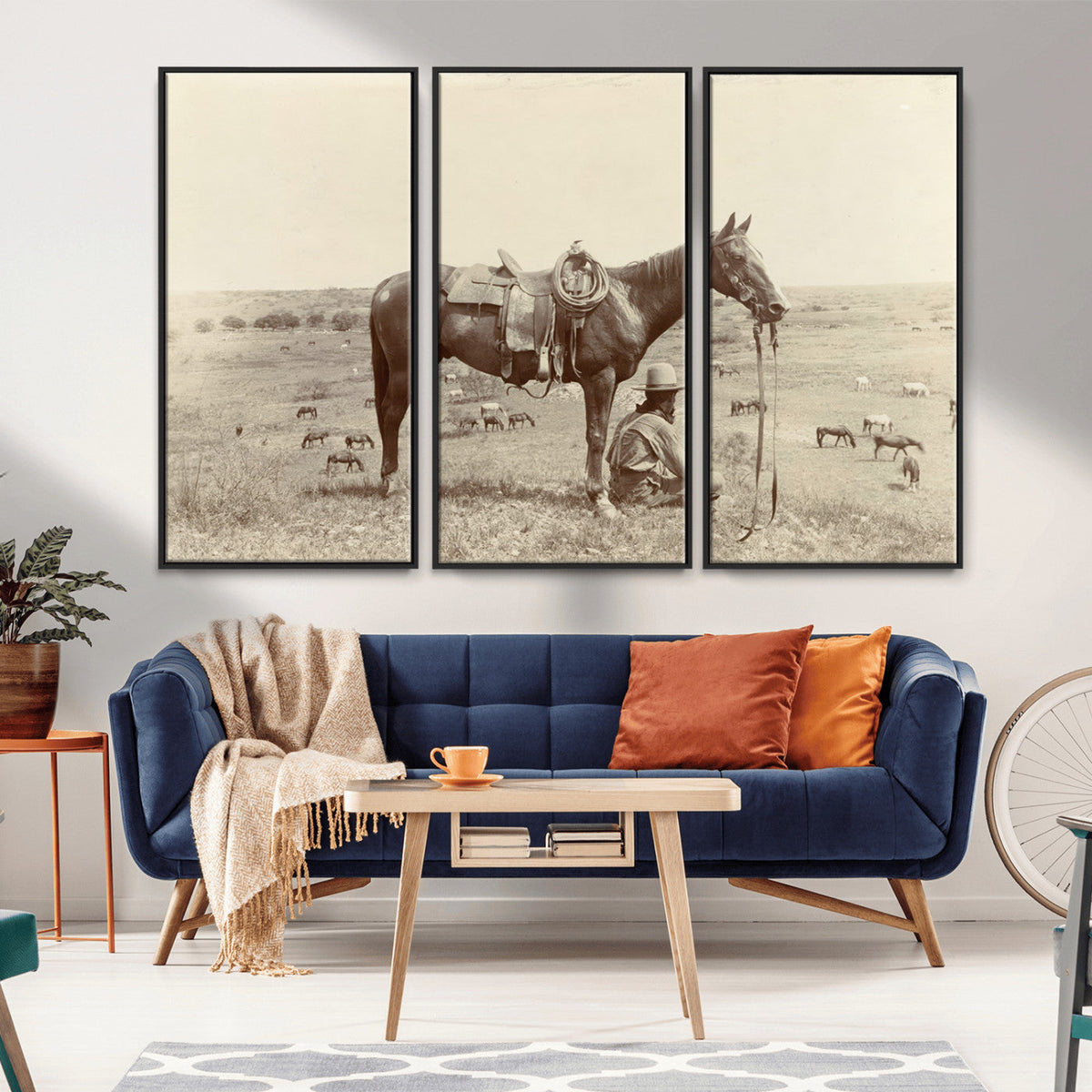 Cowboy Wall Art - Western Horse Canvas Print - Vintage