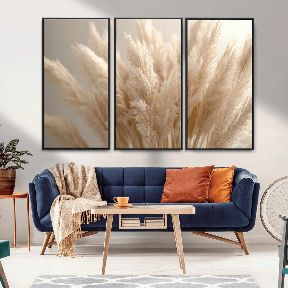 Pampas Grass Canvas Wall Art - Elegant Neutral Decor for