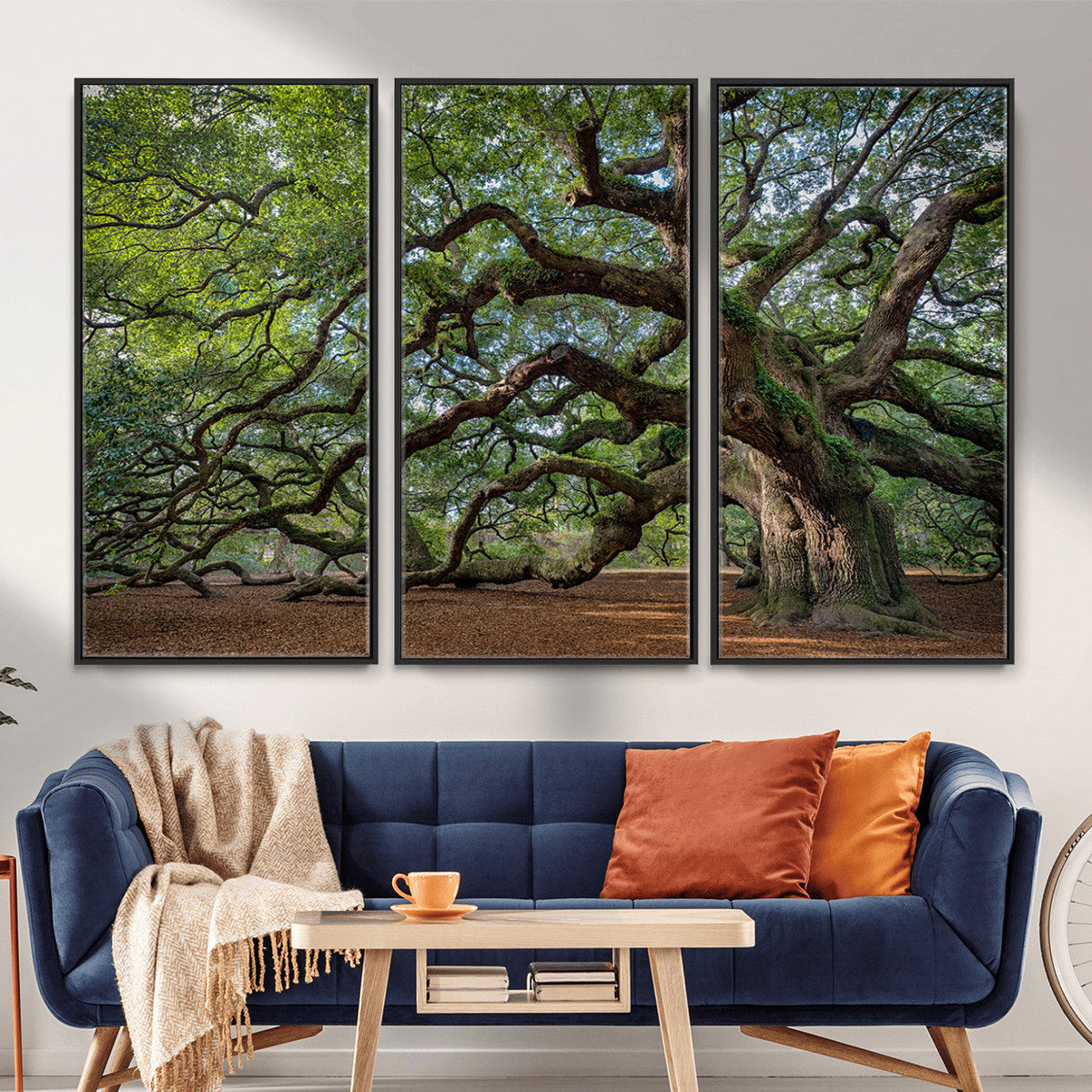 Historic Tree Wall Art – Framed Mossy Branch Canvas Artwork,