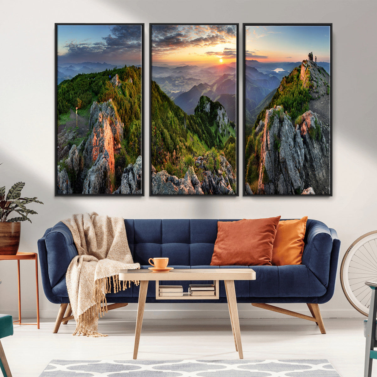 Mountain Sunset Panoramic Wall Art Canvas Print – Framed