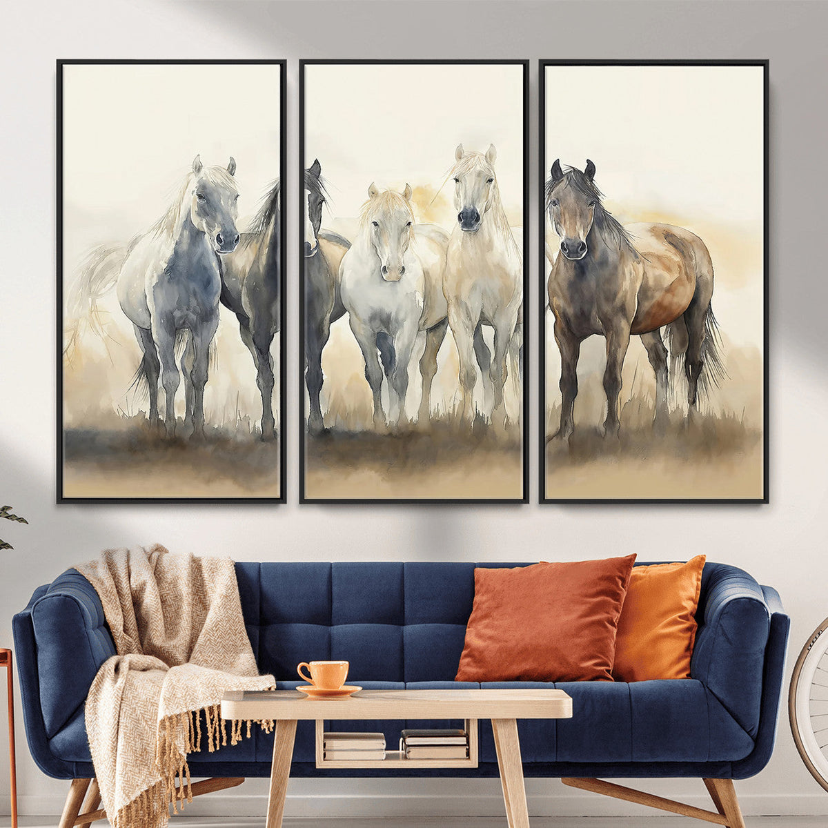 Wild Horses Wall Art Canvas Print, Framed Running Horses Art
