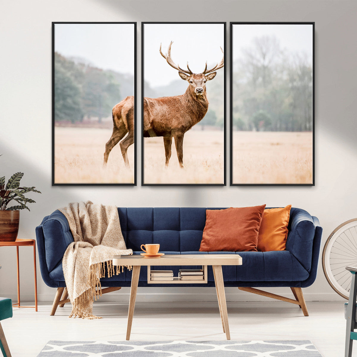 Vintage Wildlife Wall Art Canvas Print – Misty Landscape