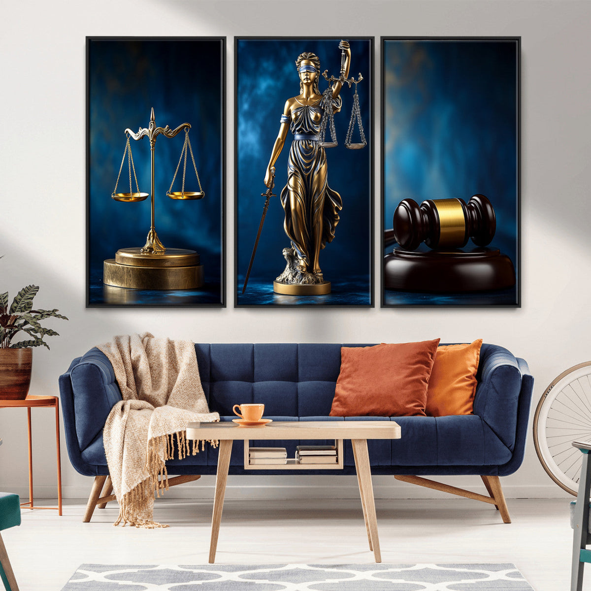 Lady Justice Wall Art Canvas Print – Elegant Gold Legal