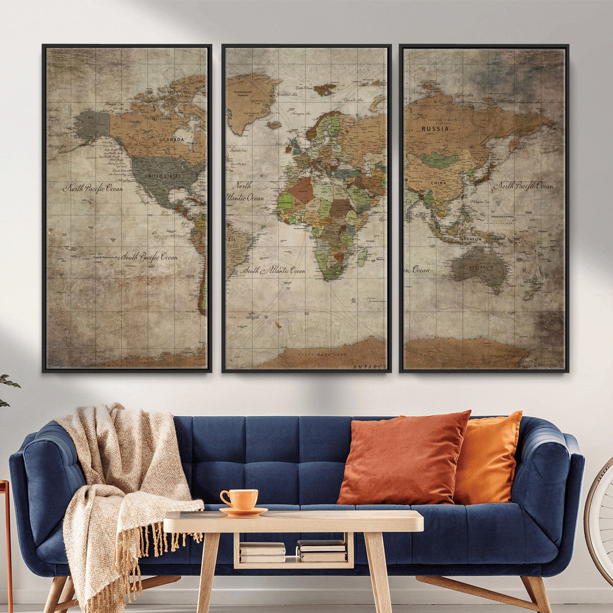World Map Canvas Print – Framed Travel Map Wall Art for
