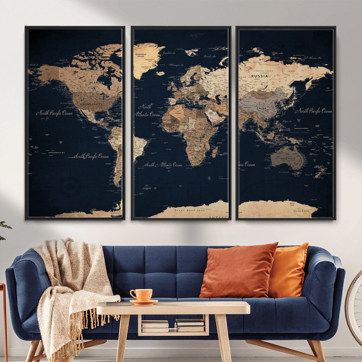 World Map Canvas Print – Detailed Map of the World Wall Art