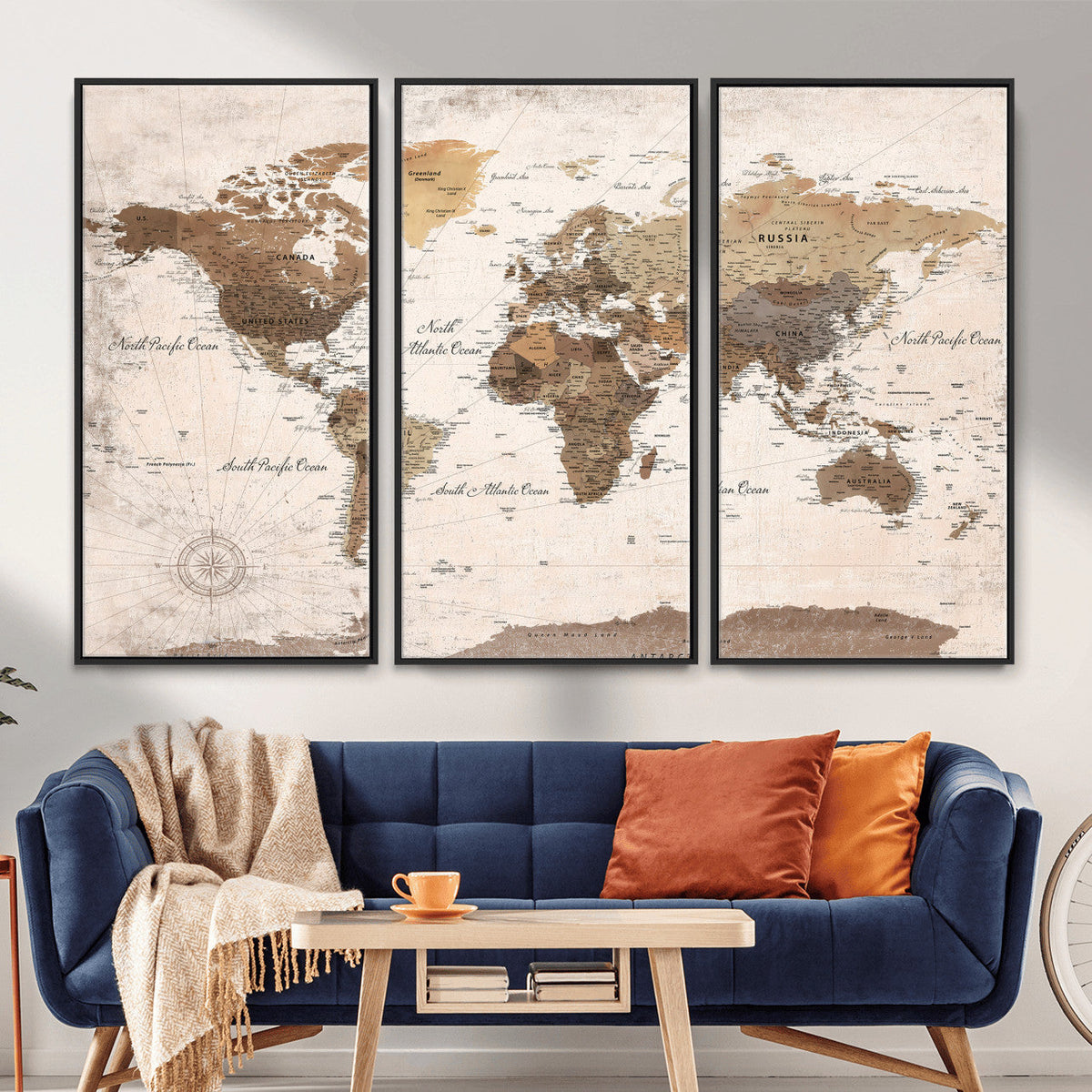 World Map Canvas Print – Framed Travel Map Wall Art for