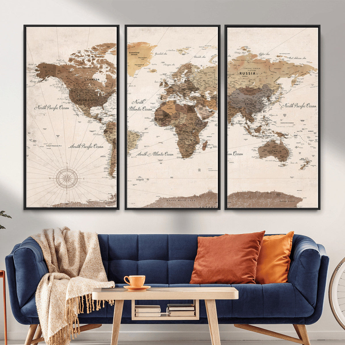 World Map Canvas Print – Framed Detailed Map of the World