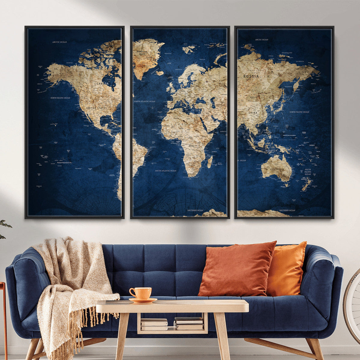 World Map Canvas Print – Framed Travel Map Wall Art for