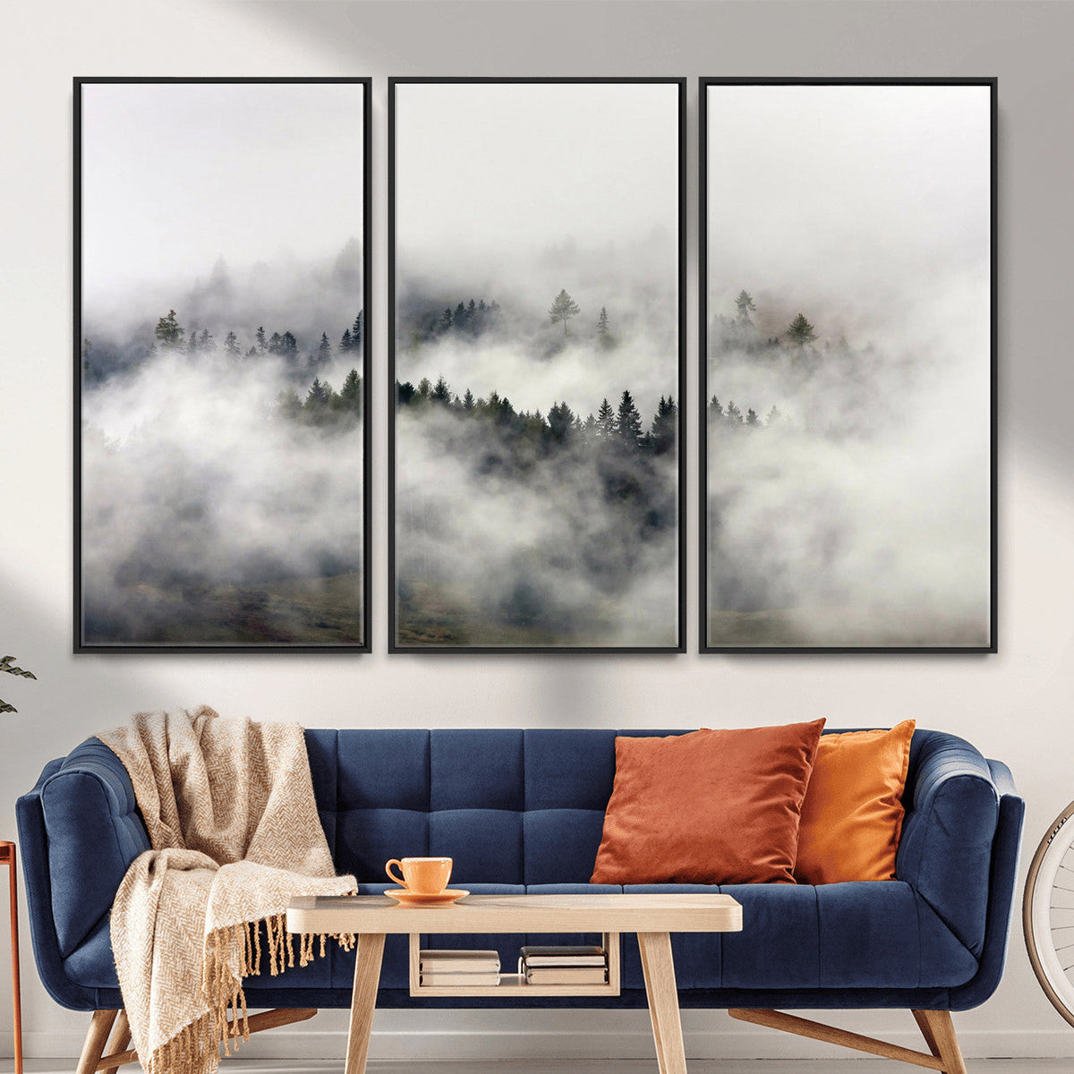 Foggy Forest Wall Art Canvas Print, Misty Pine Tree