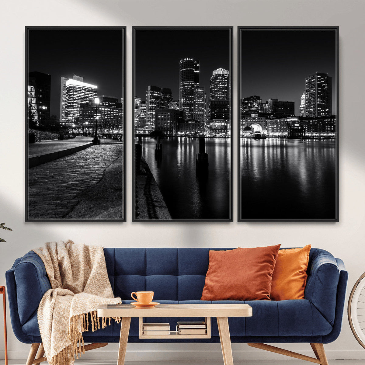 Boston Wall Art Canvas Print, Boston City Downtown Night